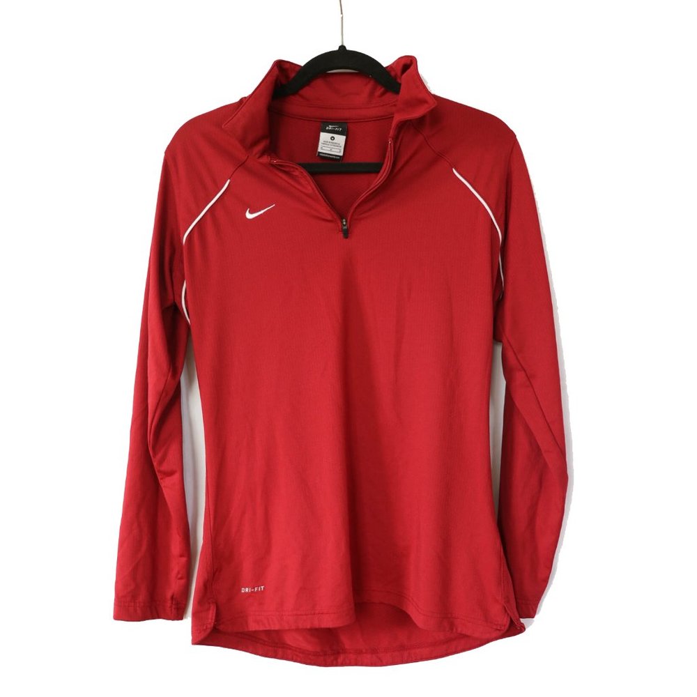 Red Nike Long Sleeve 1/4 Zip Pullover